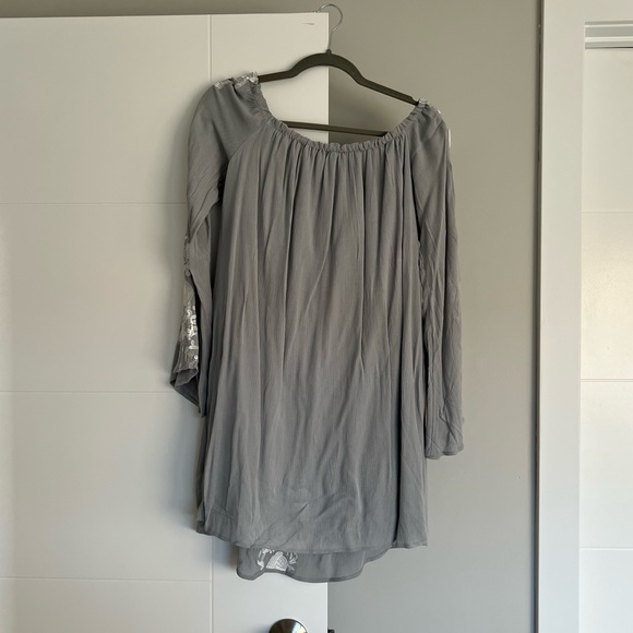 Tobi Blue-Grey Off the Shoulder Dress - L - Picture 7 of 9